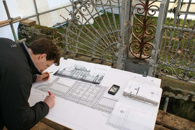 Recording general gate information onto a prepared drawing.